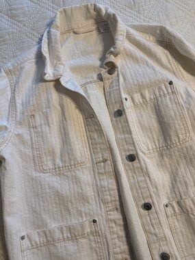 Time and Tru Cream Utility Jacket with Snap Buttons